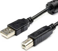 Кабель USB 2.0 AM/BM, 1.8m, 2 фильтра, прозрачный черный (TT301-1-1.8)