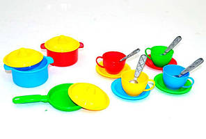 "Маринка 1" 0687 (24) "Technok Toys" 2 каструли, пательня, 3 кришки, 4 чайних сервізи, в пакеті