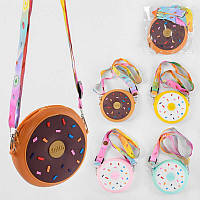Детская сумочка-кошелек C 50147 (300) "Пончик", 3 цвета, силкиконовая, на змейке, 1 отделение, регулируемая