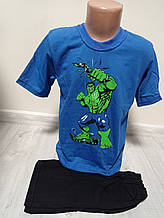 Літній дитячий костюм для хлопчика Зелений супергерой 2-7 років футболка та шорти синій