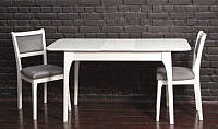 Стол деревянный раскладной Фиеста белый, со стеклом 1100(+350)*700 мм