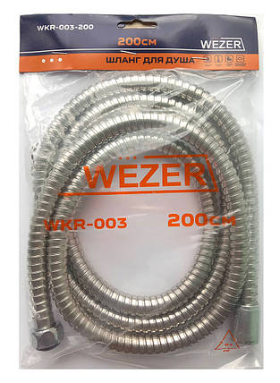 Душовий шланг WEZER WKR-003-200, нержавіюча сталь, 2000 мм, хром, фото 3