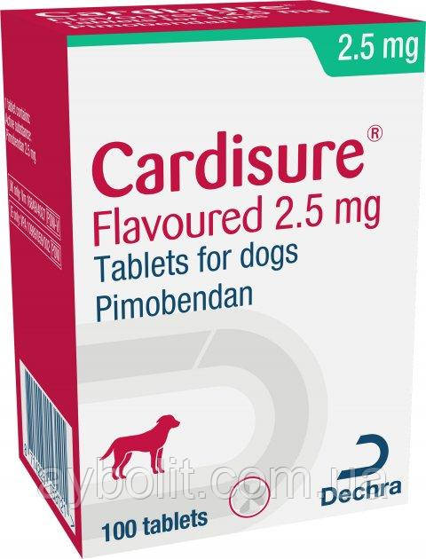 Ветеринарний препарат Dechra для собак з хронічною серцевою недостатністю Кардішур (пімобендан) 2.5 мг - фото 1 - id-p1620176397