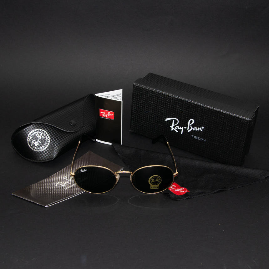 Сонцезахисні окуляри RAY BAN Oval Carbon Series (арт. RB3547/1) золотисті з чорним склом, фото 1