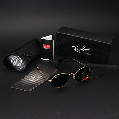 Сонцезахисні окуляри RAY BAN Oval Carbon Series (арт. RB3547/1) золотисті з чорним склом, фото 4