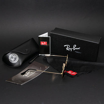 Сонцезахисні окуляри RAY BAN Oval Carbon Series (арт. RB3547/1) золотисті з чорним склом, фото 5
