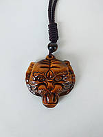 Кулон " Тигр " из натурального камня тигровый глаз на шнурке
