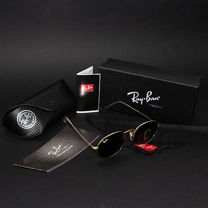 Сонцезахисні окуляри RAY BAN Oval Carbon Series (арт. RB3547/2) золотисті з зеленим склом, фото 4
