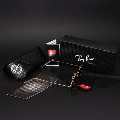 Сонцезахисні окуляри RAY BAN Oval Carbon Series (арт. RB3547/2) золотисті з зеленим склом, фото 5