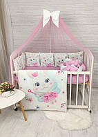 Комплект в кроватку для новорожденных "Коса Зайка Фея" розовый