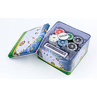 Набір для гри в покер D7 на 120 фішок з номіналом у коробці (SH018996)