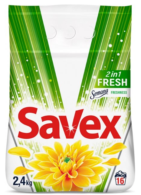 Пральний Порошок Savex Parfum Lock 2in1 Fresh Зелений 2.4 Кг Автомат (3800024021428)