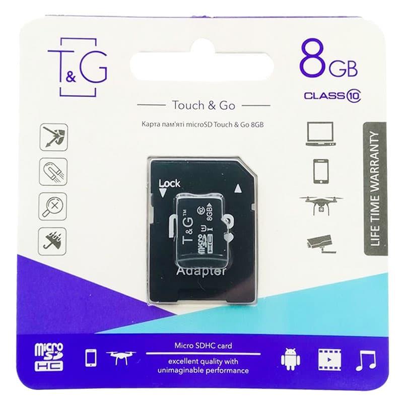 Карта пам'яті Micro SD 8Gb T&G Class10 з адаптером