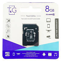 Карта пам'яті Micro SD 8Gb T&G Class10 з адаптером