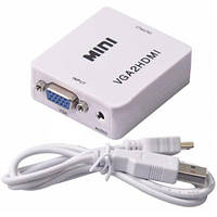 Конвертер MINI, VGA в HDMI (гн.VGA+гн.3,5мм (IN)- гн.HDMI (OUT))