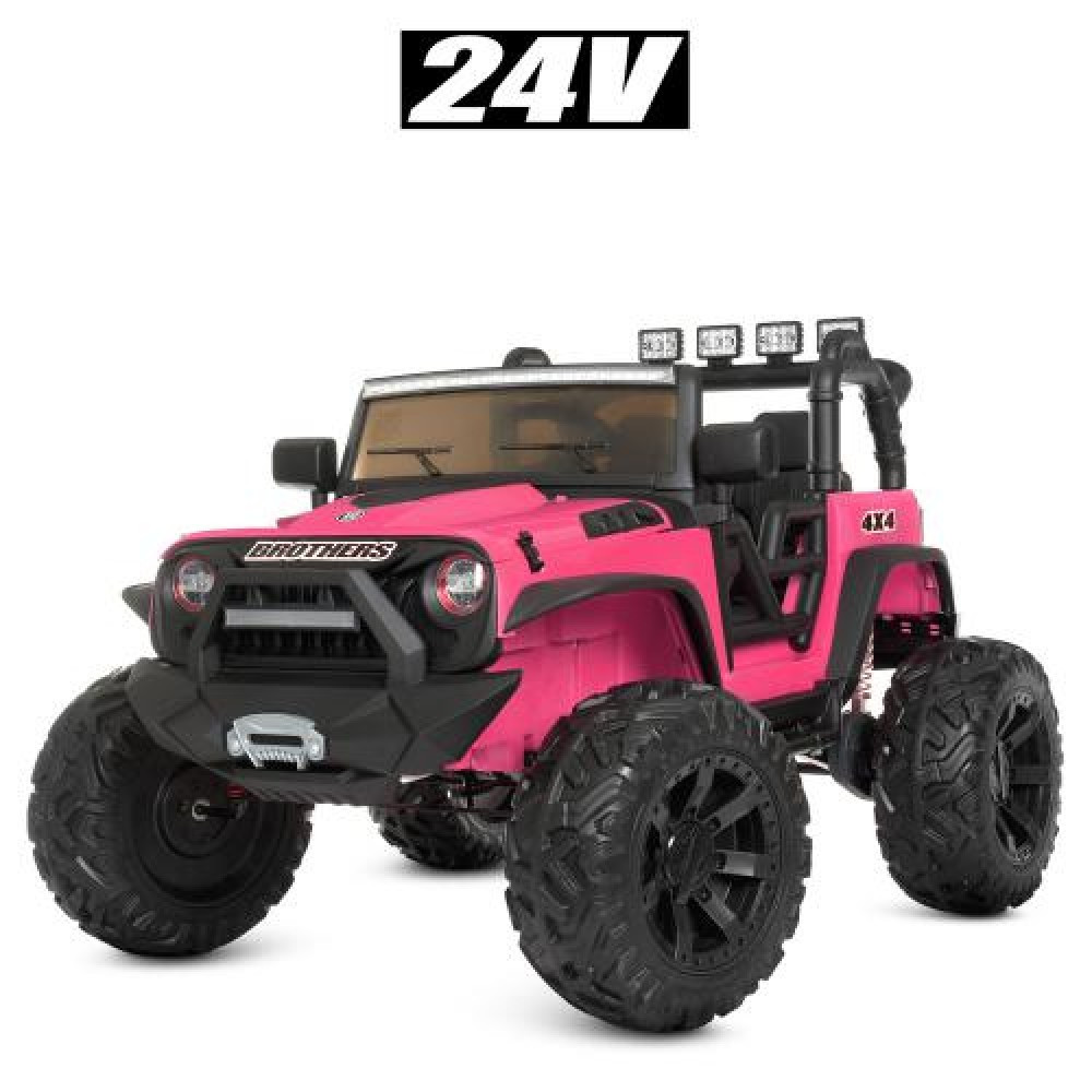 Дитячий електромобіль джип Jeep Wrangler Bambi 200 вт рожевий, фото 1