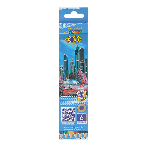 Карандаші кольорові 6цв CAR шестиграний SMART Line, фото 1