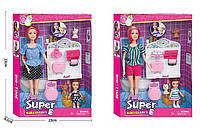 Кукла 121-1 (60/2) Ванная комната , 2 вида, 2 куклы, питомцы, в коробке