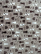 Плед з флісу Коти на коричневому (200х220), фото 2