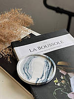 Гипсовое кашпо Круг в технике Marble, фото реквизит для предметной съемки 11.2см, 1.2см Мрамор синий