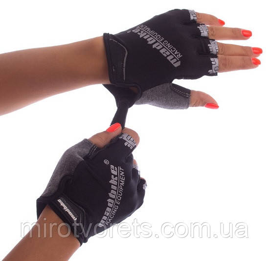 Рукавички велосипедні безпалі MADBIKE XL, унісекс, чорний, (велорукавички zl-sk01-bl), фото 1