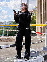 Прогулочный женский костюм с кюлотами Лесси черный 42 44 46 48 размеры