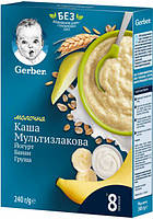 Gerber Каша молочная Мультизлаковая с йогуртом, бананом и грушей 8м+ 240 г