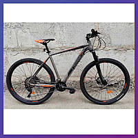 Велосипед горный одноподвесный на алюминиевой раме Crosser Solo 29/19 3*10 Shimano DEORE серо-оранжевый