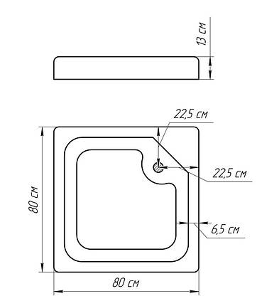 Душовий піддон квадратний 80х80, фото 2