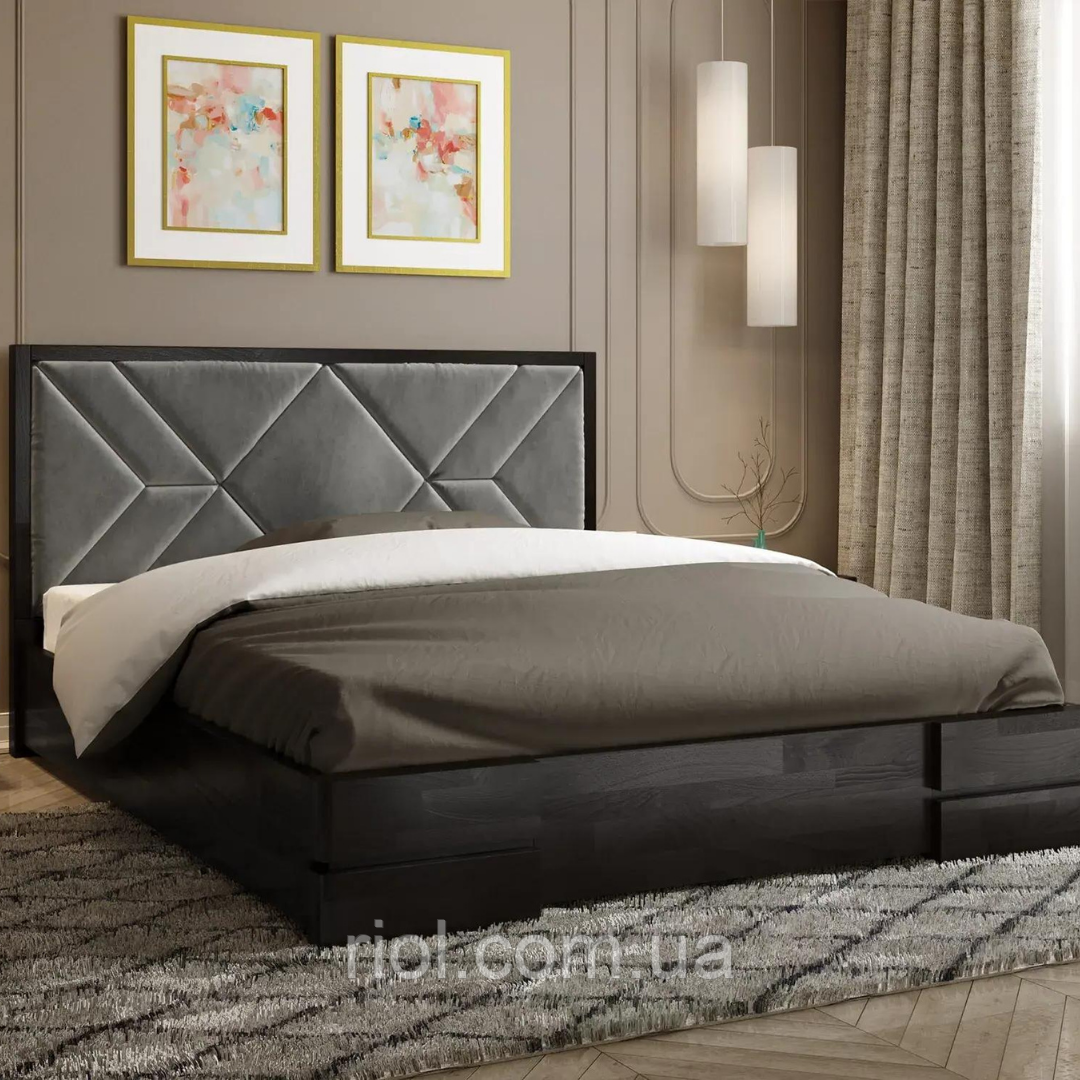 Ліжко дерев'яне двоспальне Еліт з підйомним механізмом, фото 1