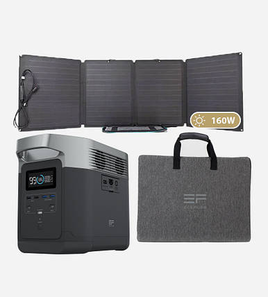 Зарядна станція EcoFlow DELTA 1260 Вт/год EFDELTA1300-EU із сонячною панеллю 160W Solar Panel EFSOLAR160W EF3, фото 1