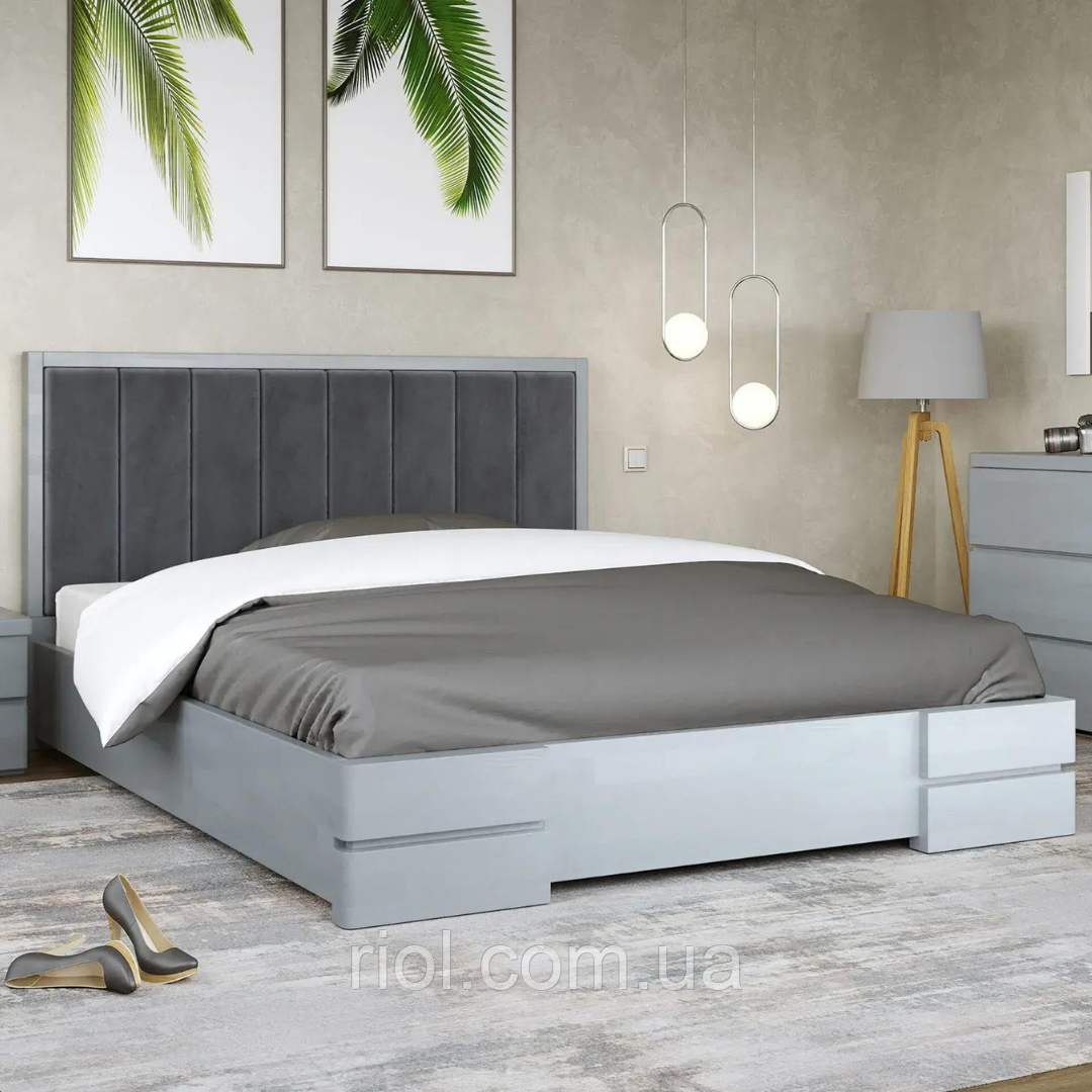 Ліжко дерев'яне двоспальне Мілана з підйомним механізмом, фото 1