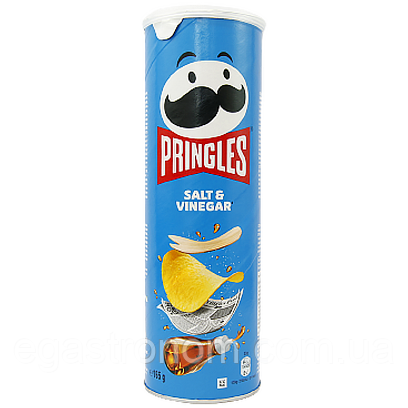 Чипси сіль та оцет Прінглс Pringles salt&vinegar 165g 19шт/ящ (Код: 00-00011976)