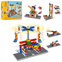 Конструктор 3в1, шестеренки, 3 вида (мельница/карусель/подьемник), в кор-ке