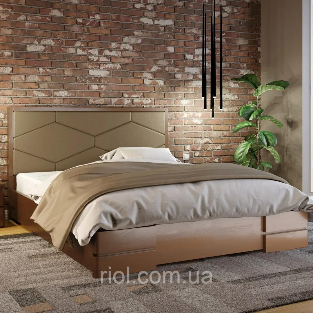 Ліжко дерев'яне двоспальне Сельвія з підйомним механізмом, фото 1