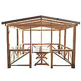 Дерев'яна альтанка 3 на 4 м, розбірна (на 14-16 осіб) "Дельта" без покрівлі і фарбування, фото 2