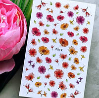 Наклейки для дизайна ногтей цветы F019 1шт