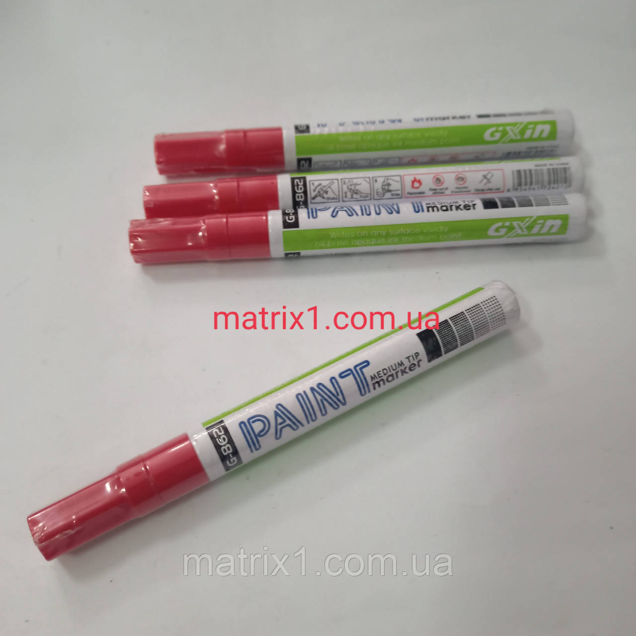 Стійкий незмивний маркер на масляній основі,  червоний (підходить для шин) G-862A, фото 1