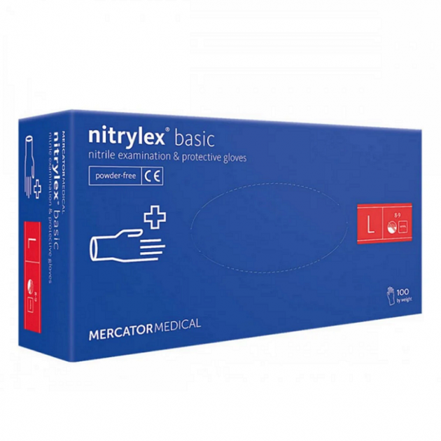 Рукавички нітрилові NITRYLEX® BASIC L (Малайзія) blue (50 пар)