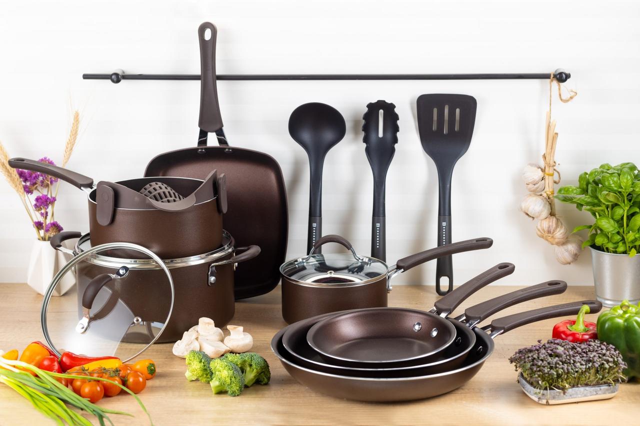 Набір кухонного посуду Edenberg EB-5655 з 20 предметів - Бронзовий колір, фото 1