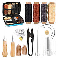 Профессиональный набор для ручного шитья кожи в чехле инструмент для работы нитки и иголки для шитья и ремонта