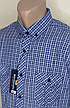 Чоловіча теніска в клітку Brossard vk-0102 блакитна класична бавовна з коротким рукавом, фото 7