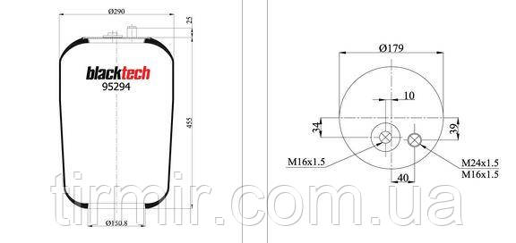 Пневмоподушка підвіски 4183N1 без стакана, фото 1