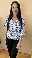 Жіночий костюм штани з блузкою світлі квіти LM2430050102