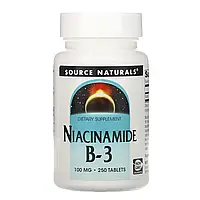 Ніацинамід В3, Source Naturals, 100 мг, 250 таблеток