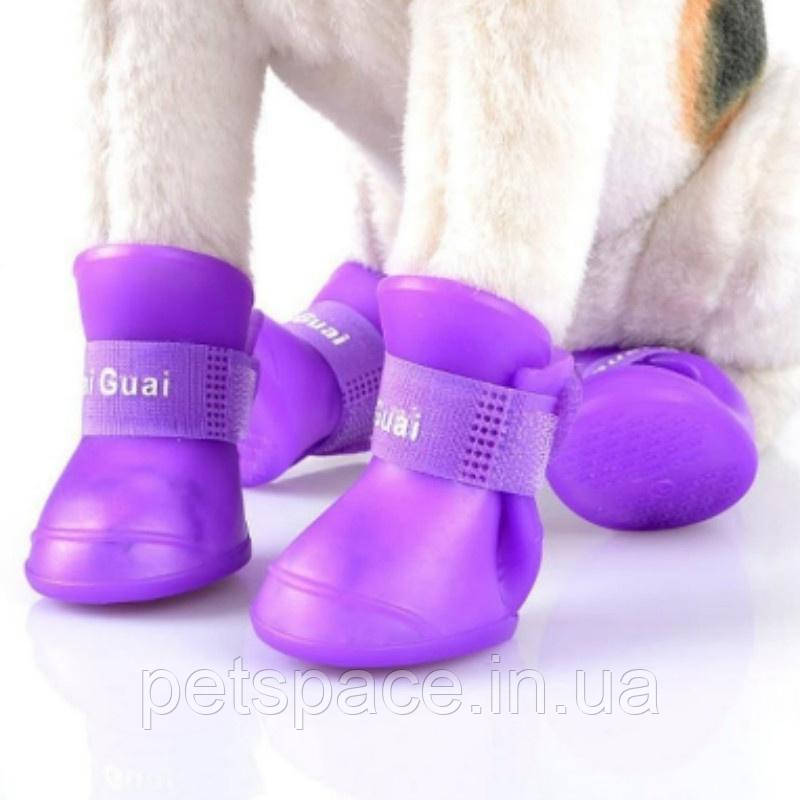Черевики для собак Pet Shoes M (силіконові, фіолетові 50х40мм)