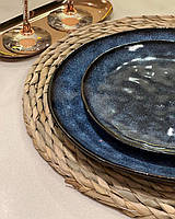 Тарелка Olens "Оушен" 20,5 см керамика круглая синяя для дома и ресторана