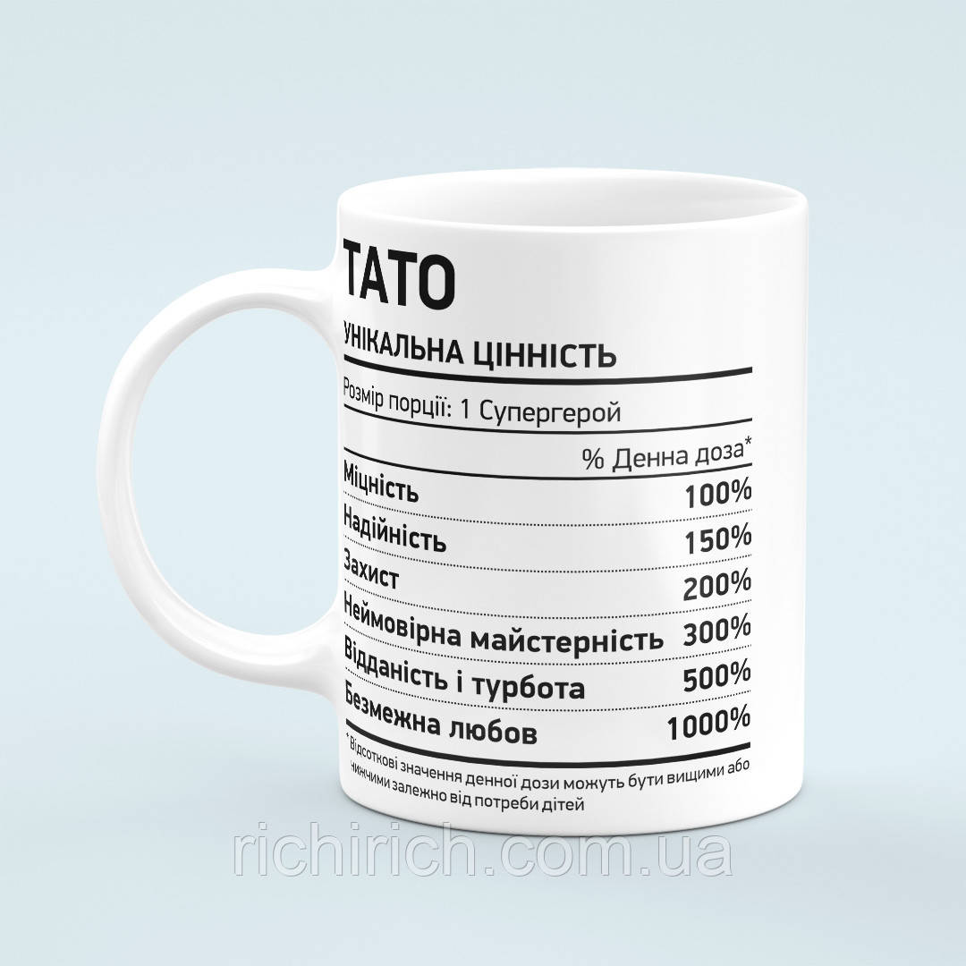 Чашка для тата «Унікальна цінність»