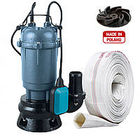 Фекальний насос дренажний 1,1 кВт Forwater GWR Польща +30м Пожежного Шланга 3 РОКИ ГАРАНТІЇ