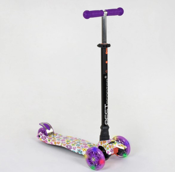 Самокат Best Scooter MAXI, трубка керма алюмінієва, з світяться колесами, фото 1